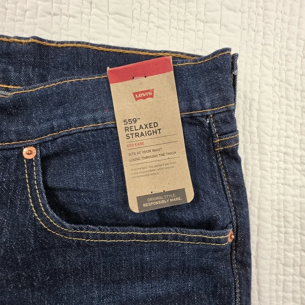 Levi's 559 Relaxed Straight Fit Jeans Blue Big & Tall Men's 54x29 NEW Stretch‎